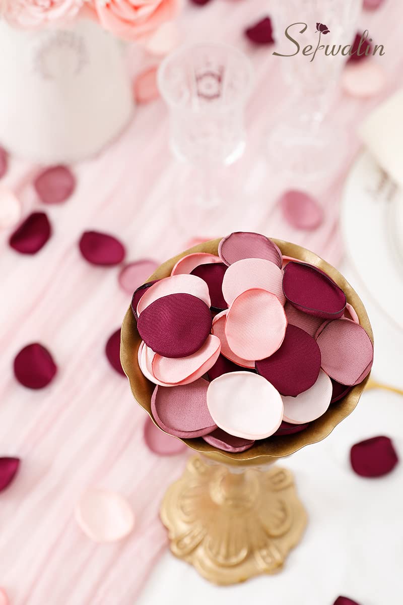 500Pcs Burgundy Pink Silk Flower Petals for Wedding Decor