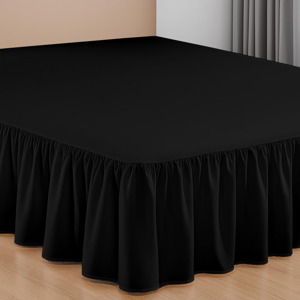 10 Inch Drop Ruffled Bed Skirt - Classic Gathered Styling, Platform Style Dust Ruffle with Secure Fit