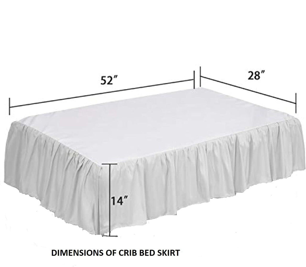 White Crib Bed Skirt- Dust Ruffle Bed Skirt, Toddler Bedding-14 Inch Drop-100% Natural Cotton Crib Bed Skirt for