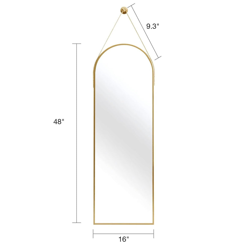 Full Length Mirror Wall Mounted, 48"x16" Arch Hanging Mirror (Gold)