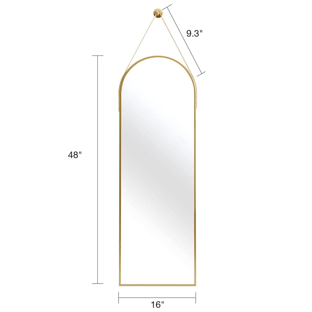 Full Length Mirror Wall Mounted, 48"x16" Arch Hanging Mirror (Gold)