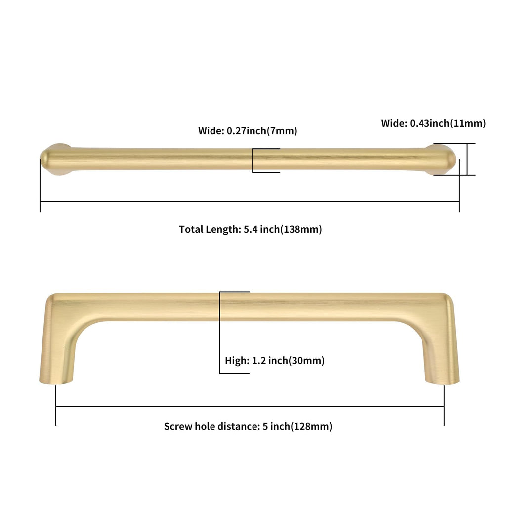 6 Pack 5 Inch(128mm) Brushed Gold Cabinet Pulls Cabinet Handles Cupboard Handles Kitchen Cabinet Hardware for