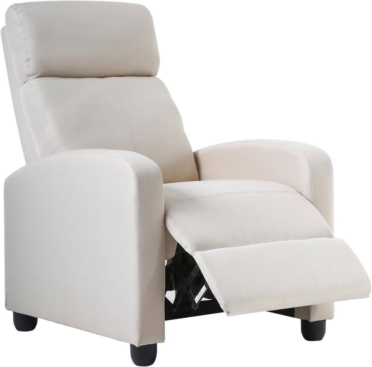 Recliner Chair Single Reclining Sofa Home Theater Seating with Lumbar Support and Padded Backrest for Living Room and Bedroom (Leather, Black)