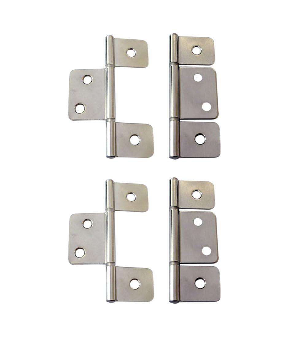 Flag Three Leaf 3-1/2" Bifold Shutter Hinge for Non-Mortise Cabinet Hardware, Nickel, Made in Taiwan, 4 Pack