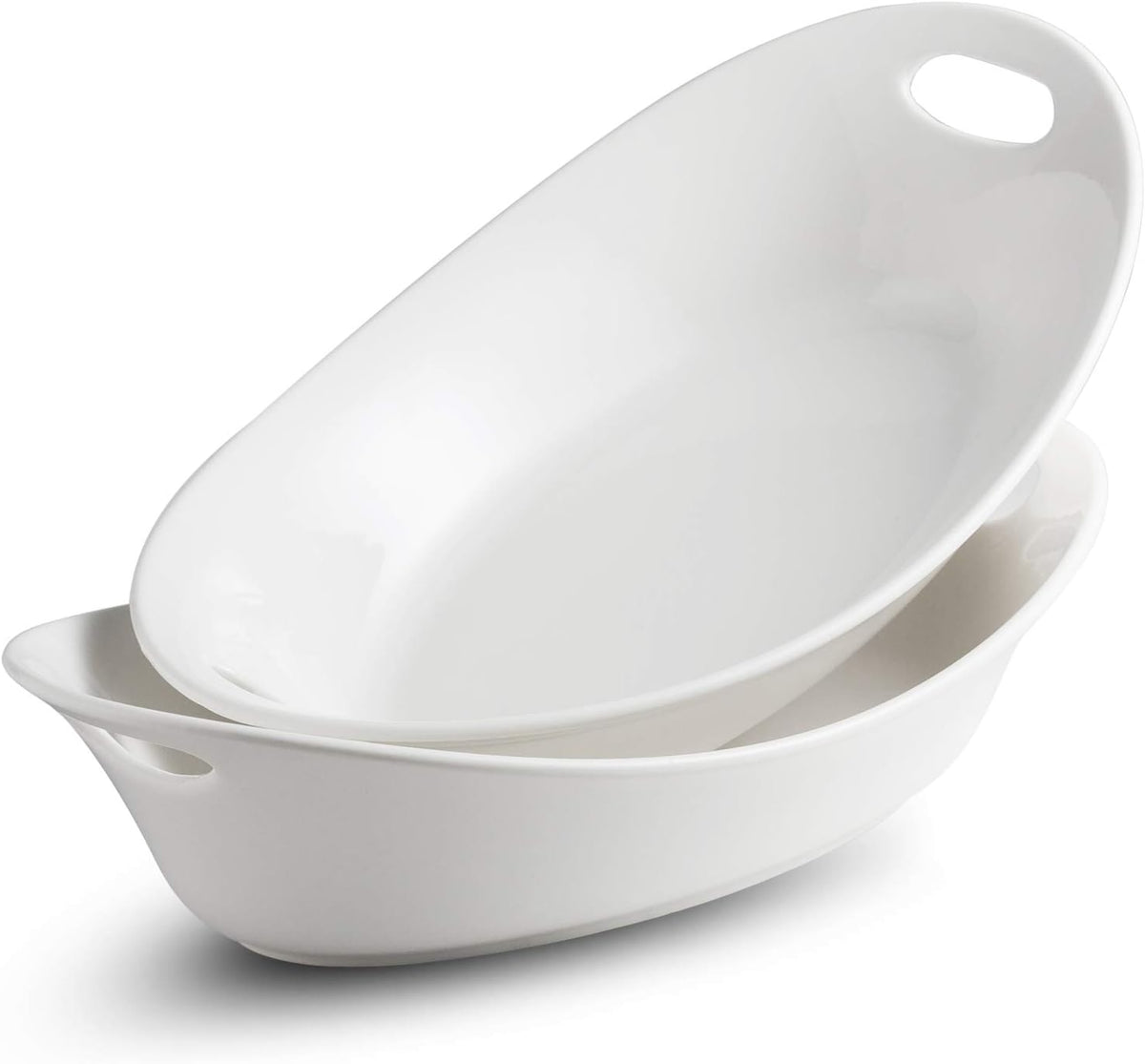 Large Serving Bowl with Handles, Oval Serving Platter Set of 2 | Thanksgiving Serving Dishes for Entertaining