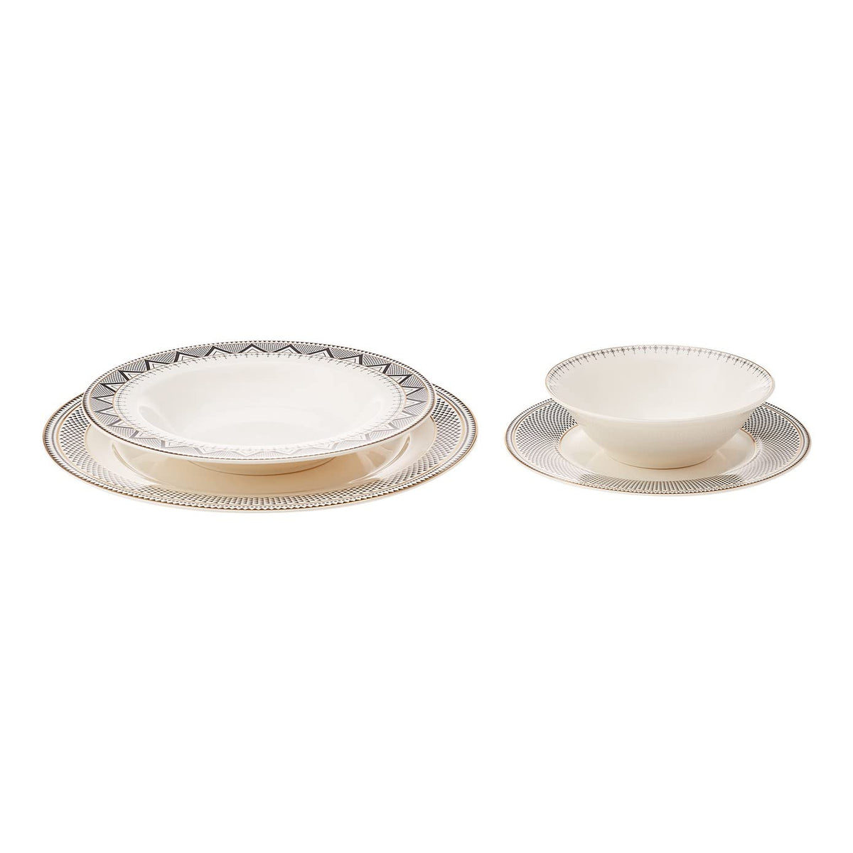 Globe 24-Piece Dinnerware Set for 6 People - Kitchen Dish Set for Salad, Soup, Pasta, Noodle & More - Modern Chic