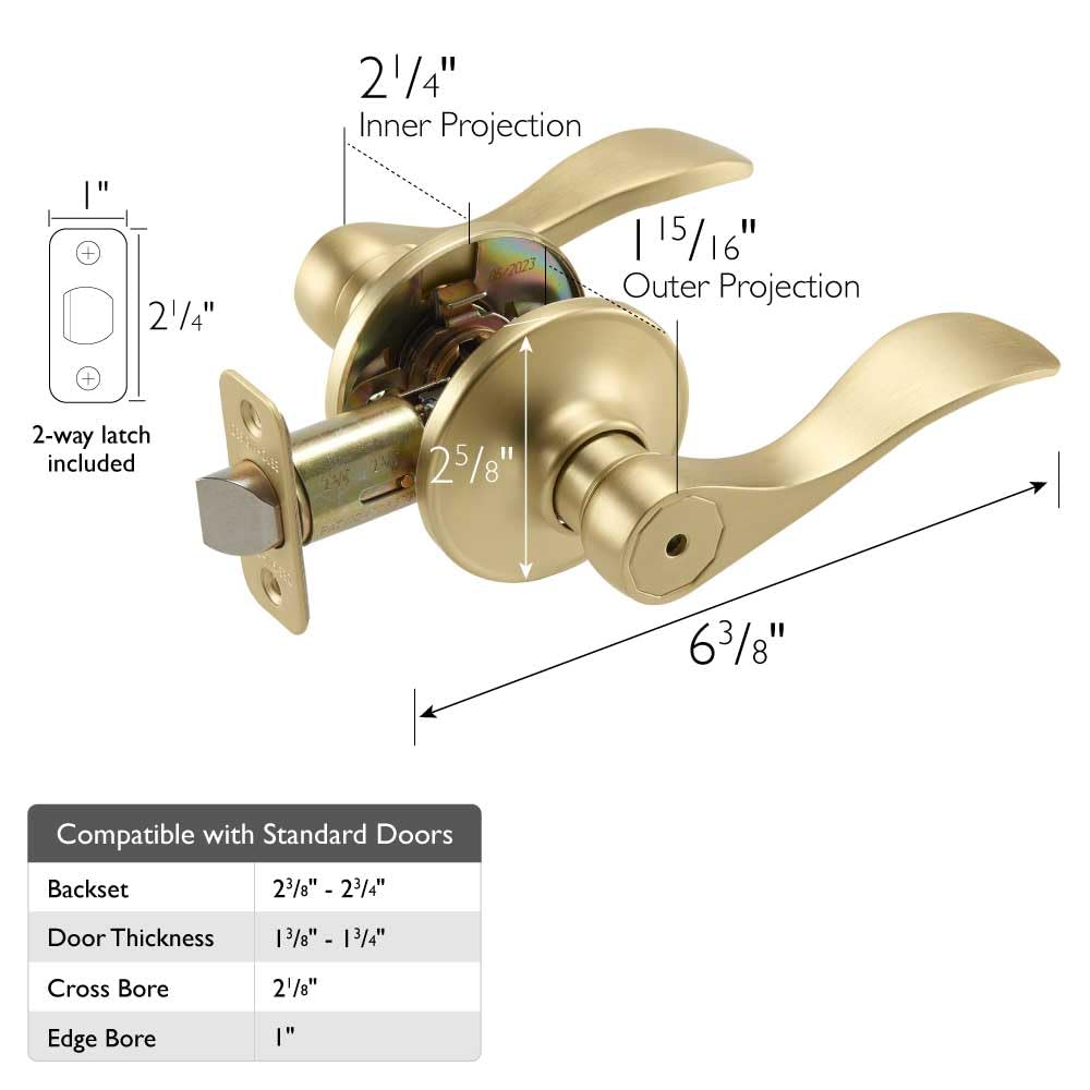 Springdale Privacy Door Lever, Satin Gold