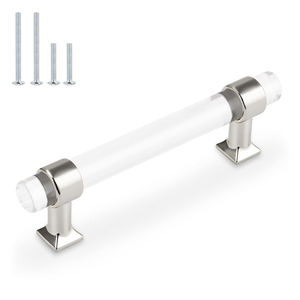 Acrylic Cabinet Handles 5 Pack Modern Cabinet Hardware Clear Dresser Pulls 4 Inch Center to Center Clear Cabinet
