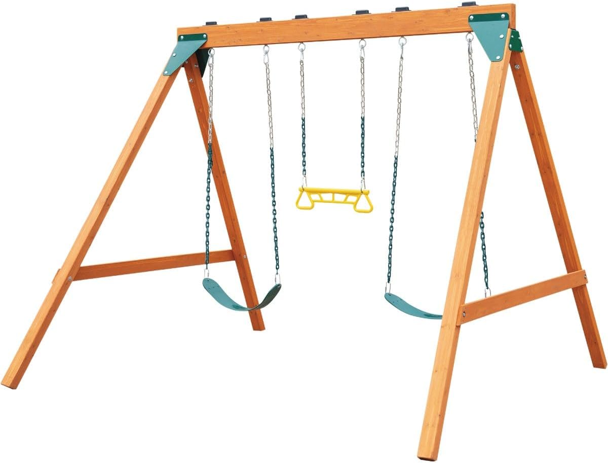 PB 8360 Ranger Wooden Swing Set with Swings, Brown