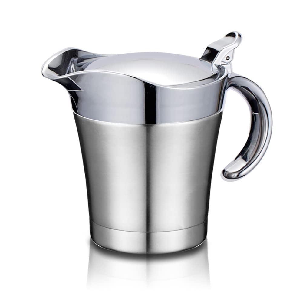 Stainless-Steel Double Insulated Gravy Boat - Sauce Jug with Hinged Lid, Ideal for Gravy or Cream at Thanksgiving