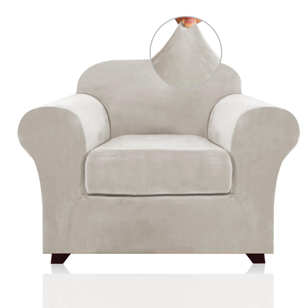 Velvet Plush Couch Cover Stretch 2 Piece Chair Cover Chair Slipcover Washable Furniture Protector Couch Soft with