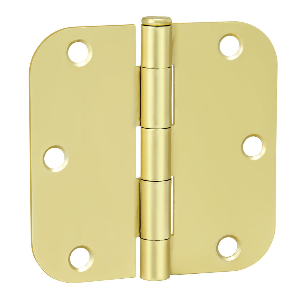 18 Pack 3.5" Polished Brass Door Hinges 5/8" Radius Corners