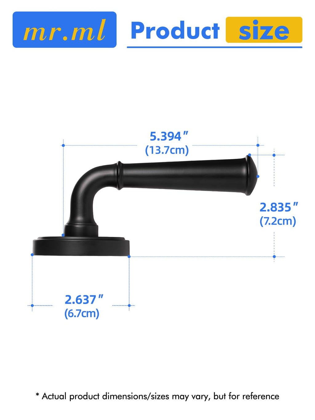 Door Handle Black Double Dummy Door Lever, 1 Pack
