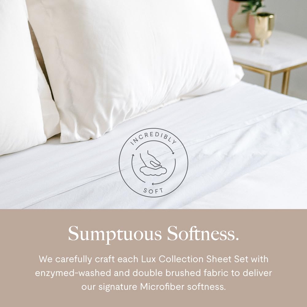 Lux Collection Sheet Set, 4-Piece Microfiber Sheets & Pillowcases - Ultra-Soft, Breathable and Wrinkle-Resistant for