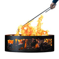 Moonlight Gathering Unpainted 12 in. Tall 30 in. Diameter Outdoor Fire Ring with Fire Poker - 30 x 30 x 12
