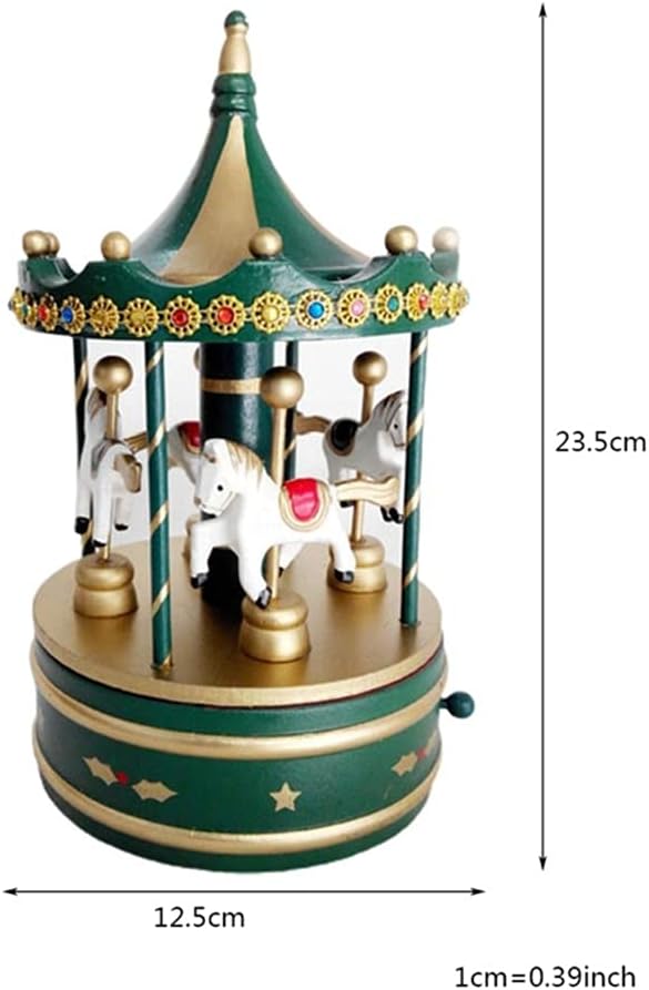 Wooden Classic Musical Carousel Music Box, Cute Christmas Decoration(B)