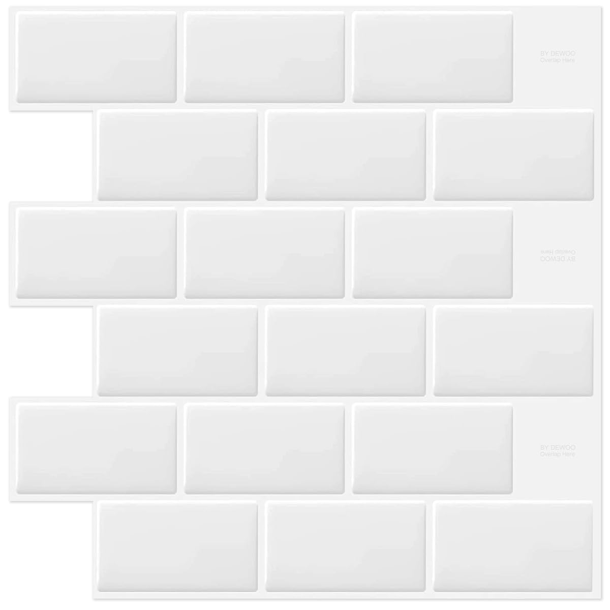 White Peel and Stick Backsplash Subway Tile Wall 10-Sheet