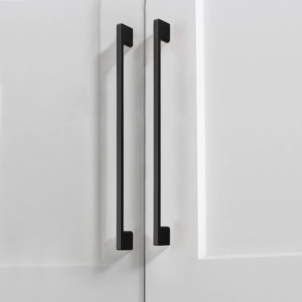 5 Pack Classic Cabinet Handles-12/305mm Screw Spacing Matte Black Furniture Hardware Handles Cabinets Bedroom Cabinet