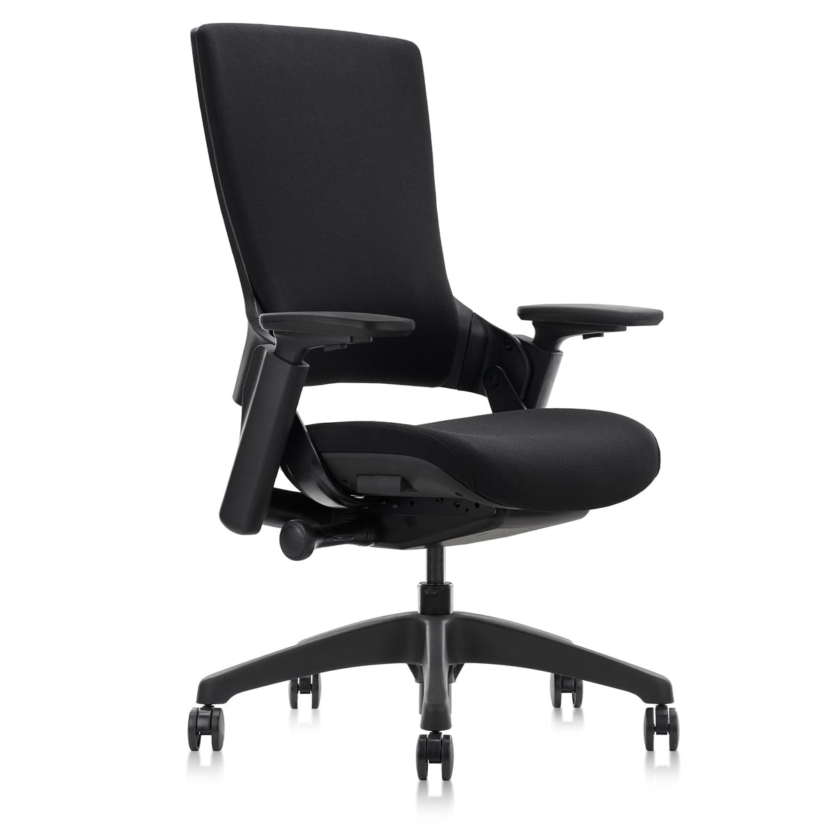 Ergonomic Office Chair — Black Fabric, Flex Back, Adjustable Seat Depth