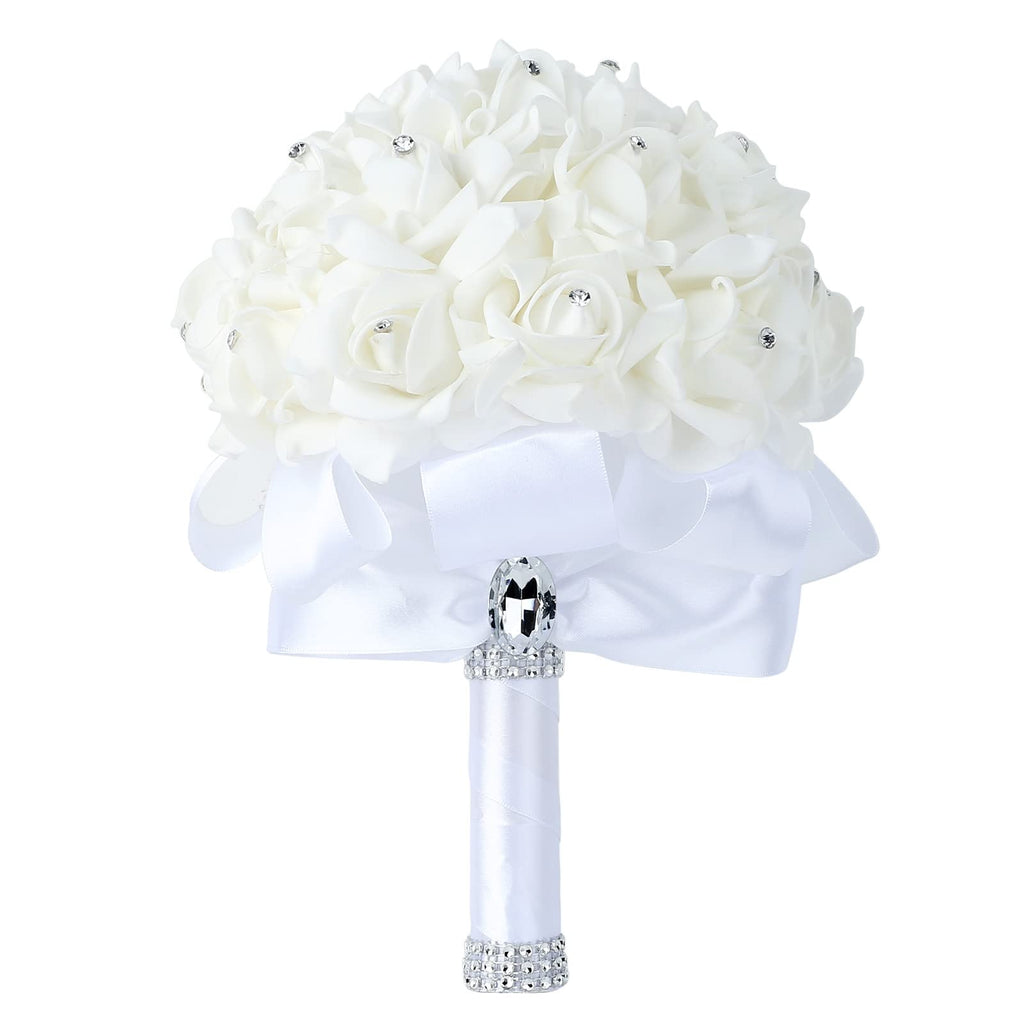Wedding Bouquet Crystal Roses Bridesmaid Bouquet, Bridal Bouquet Artificial Flowers for Wedding, Party and Church