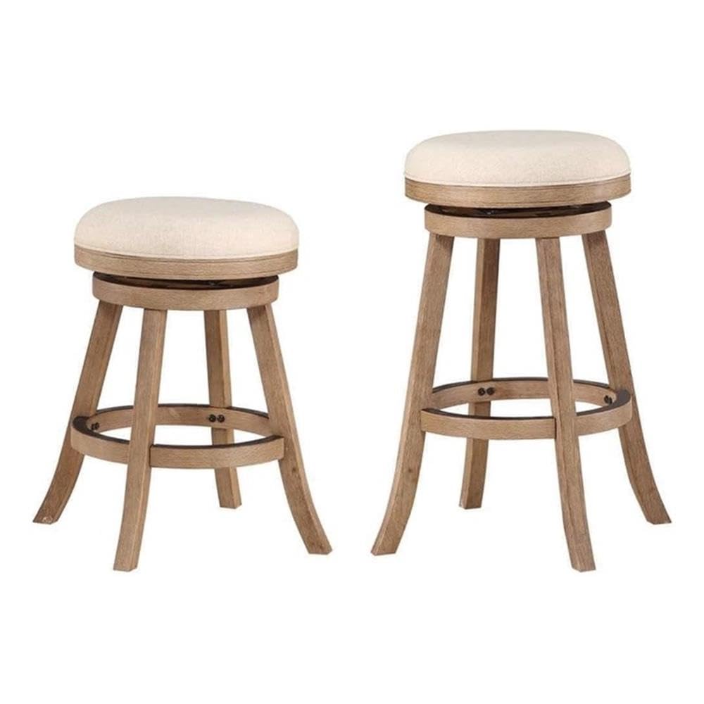 Inspired Bertoia Style Fenton Swivel Backless Counter Stool - Driftwood Wire-Brush