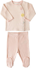 Organic Cotton Baby Piece Outfit Set, Wrap Front Top and Pants with Planet Appliqué