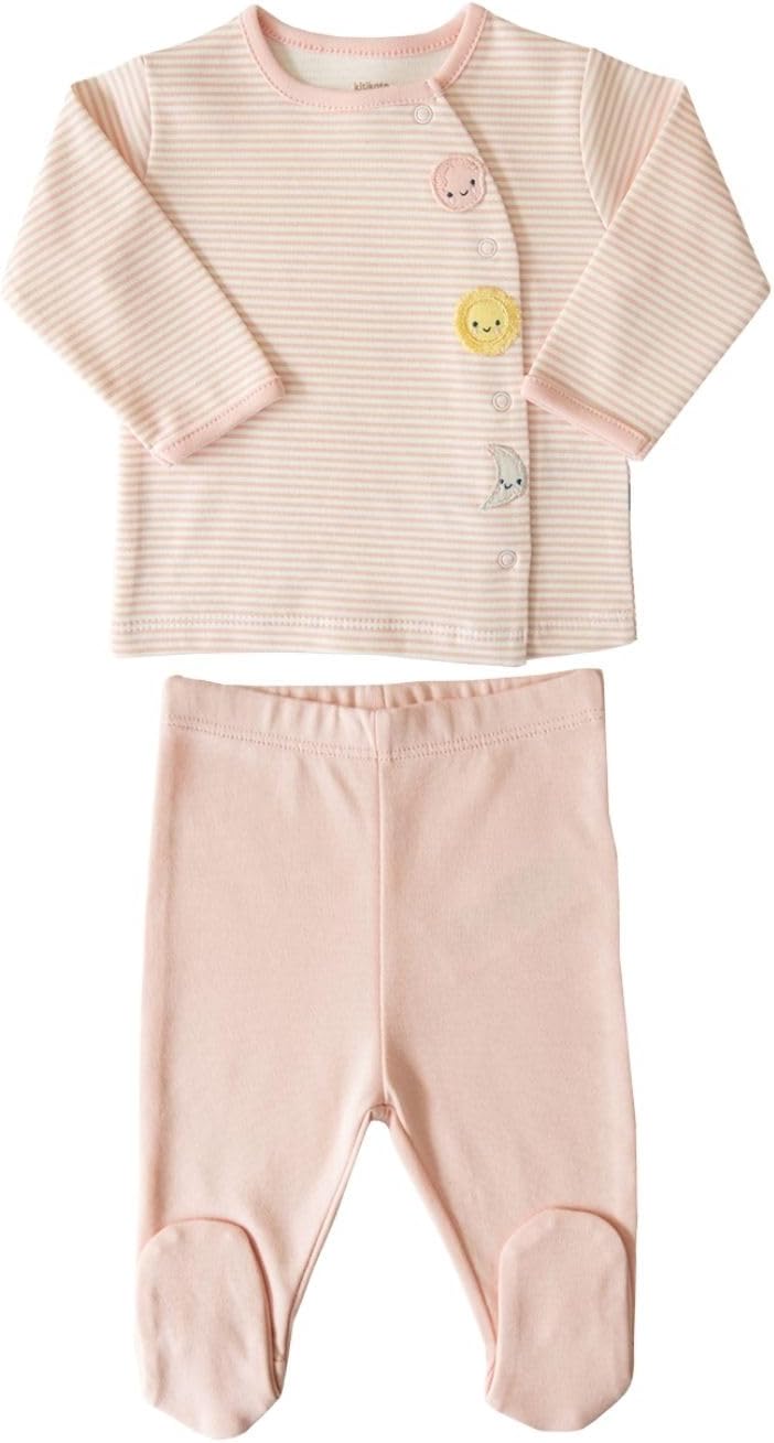 Organic Cotton Baby Piece Outfit Set, Wrap Front Top and Pants with Planet Appliqué