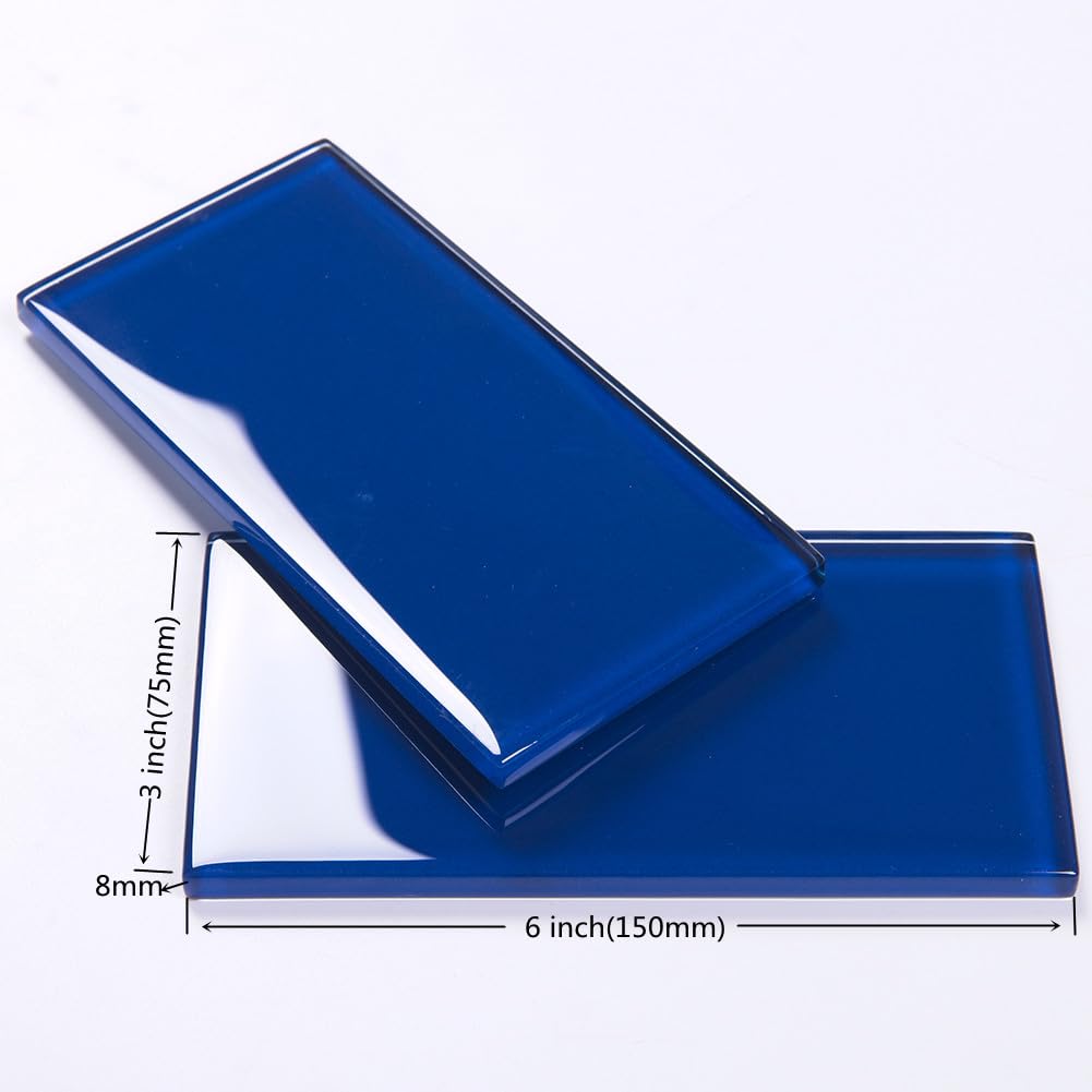 Glass Subway Tile 3 x 6 Inch Cobalt Blue Backsplash Bathroom Wall Pack of 32 Sheets