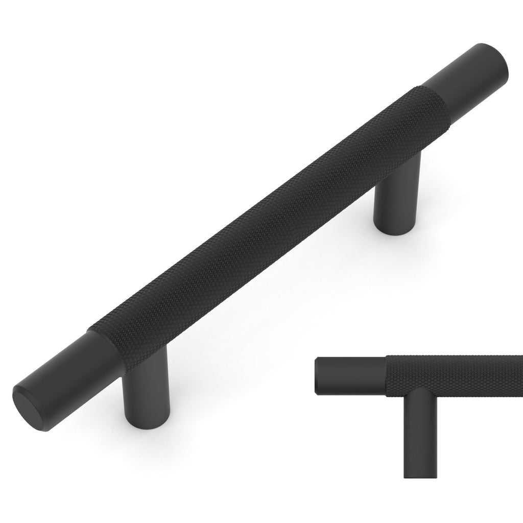 10 Pack Matte Black Knurled Cabinet Pulls 3 Inch Hole Centers Kitchen Cabinet Solid Handles Hardware Kitchen Handles