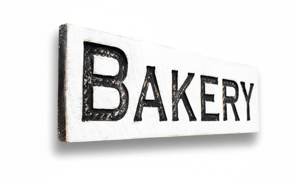 Bakery Wood Sign 40"x10" - Carved Rustic Bakery Wall Decor - Farmhouse Kitchen Sign - Handmade Wooden Bakery Sign