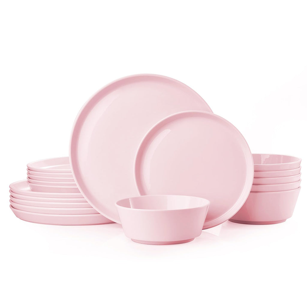 18-Piece Bone China Dinnerware Sets, Blush Pink