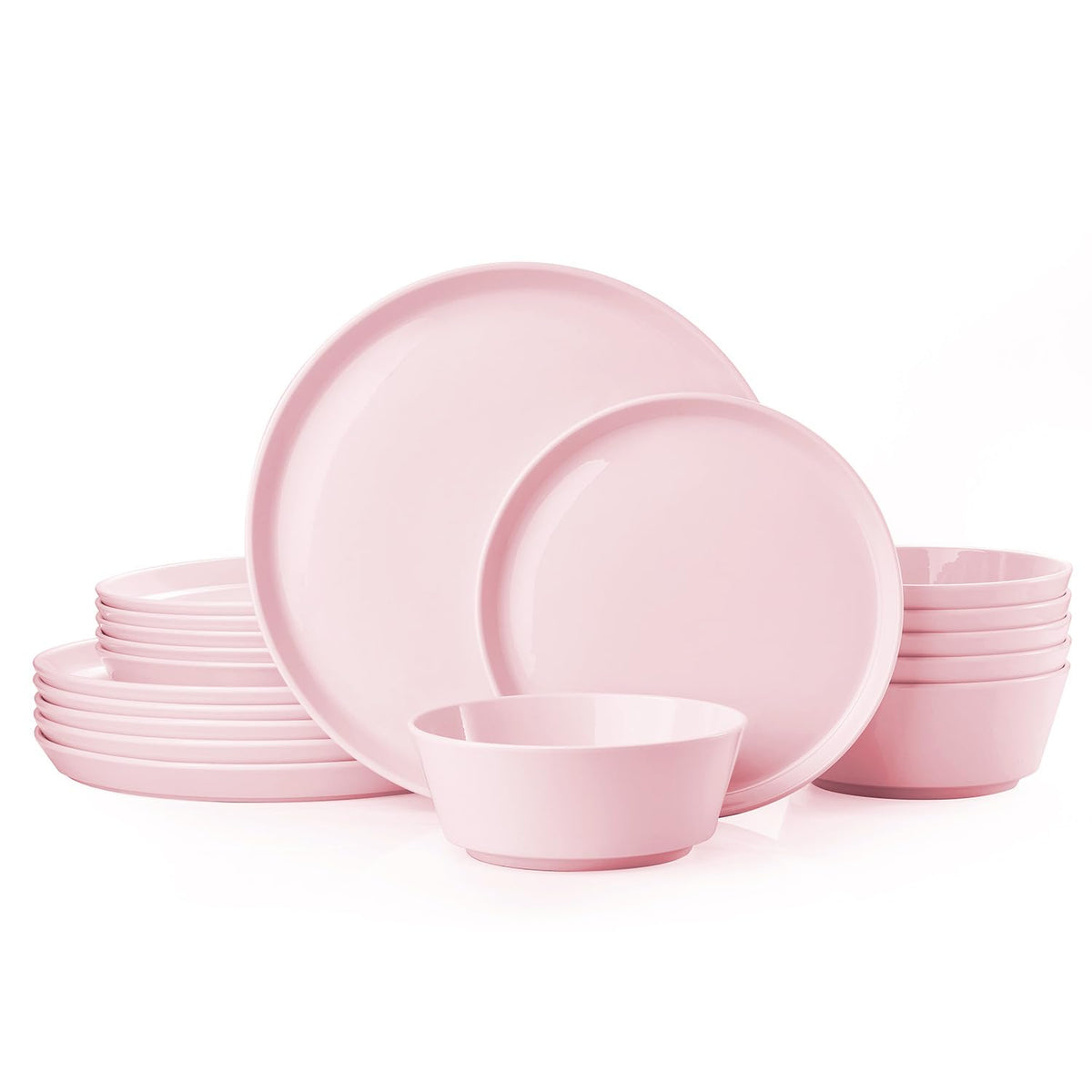 18-Piece Bone China Dinnerware Sets, Blush Pink