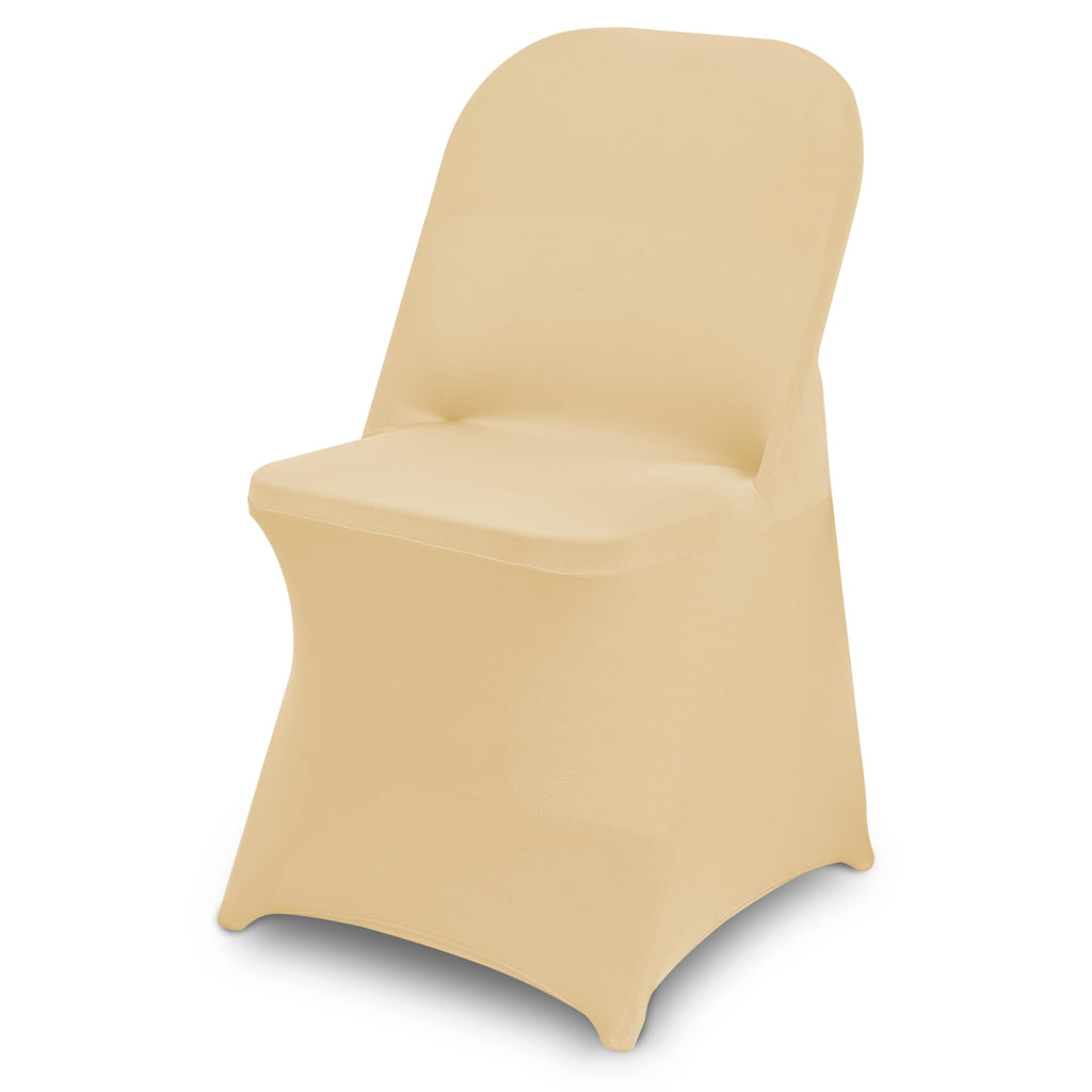 6 Packs Champagne Spandex Stretch Folding Chair Covers for Party