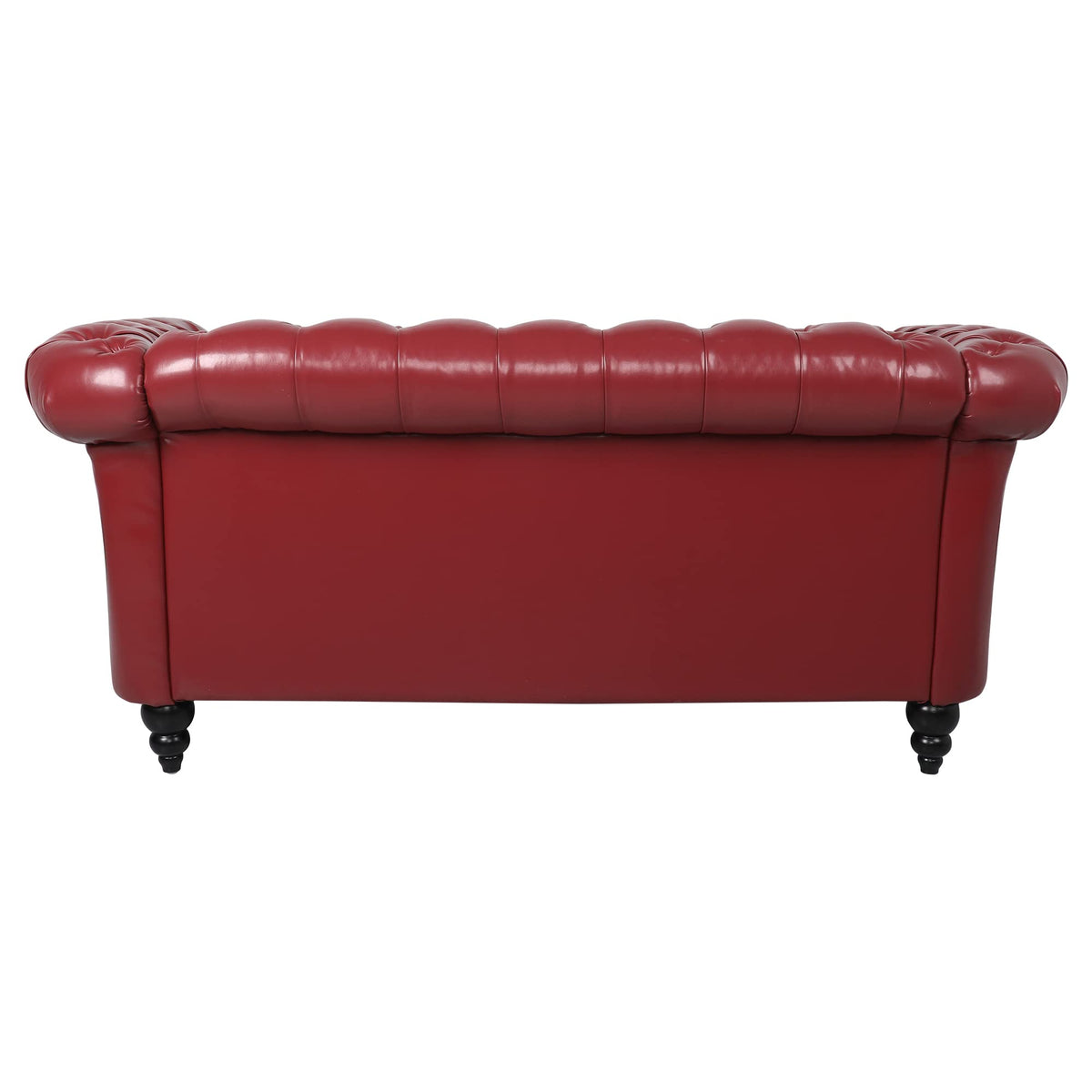 Leather Sofa, Chesterfield Tufted Upholstered 2 Seater Couch, Modern Loveseat Couch Classic Furniture Bedroom (Wine