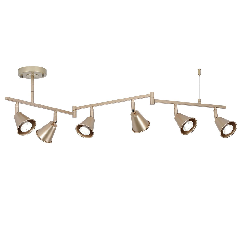 Modern Track Lighting Fixtures Ceiling, Flexible Foldable Arm and Rotatable Light Head, Champagne Gold