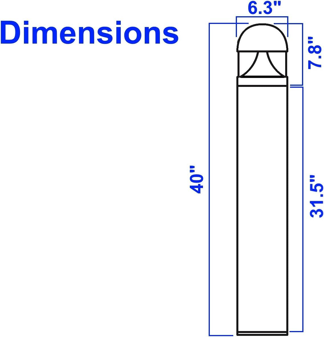 Bollard Light 40", 120-277V, 20W, 3CCT 3000-5000 Kelvin, Louvered Dome