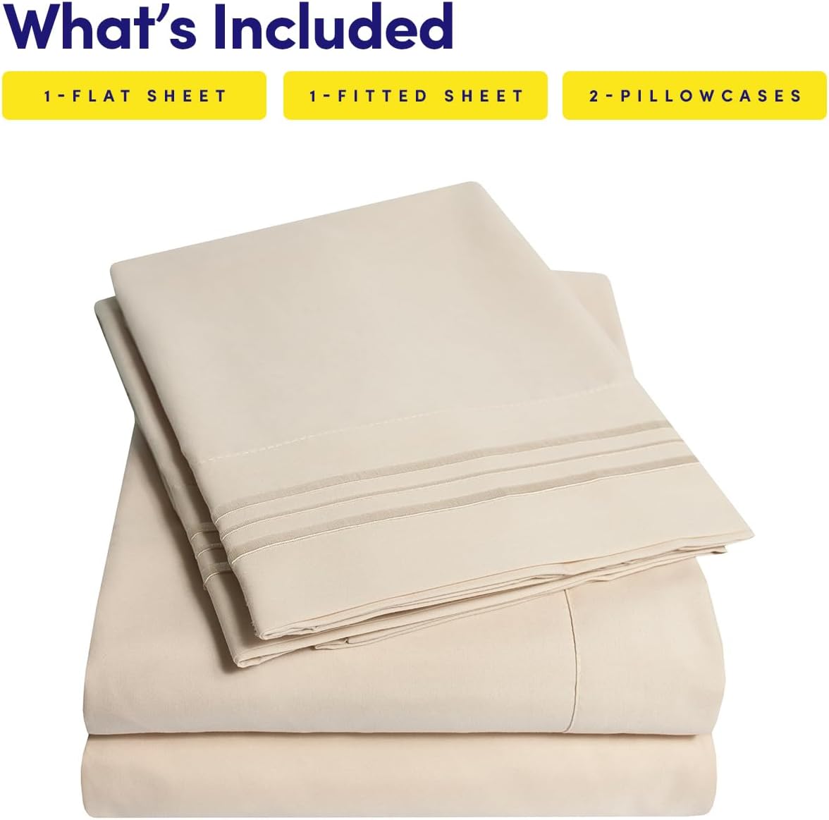 1500 Supreme Collection Sheet Sets Beige Cream - Luxury Hotel Bed Sheets and Pillowcase Set for Mattress