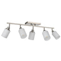 Complete Track Lighting Kits in Brushed Nickel, Modern Spotlight Ceiling Lighting with Opal White Glass, E26