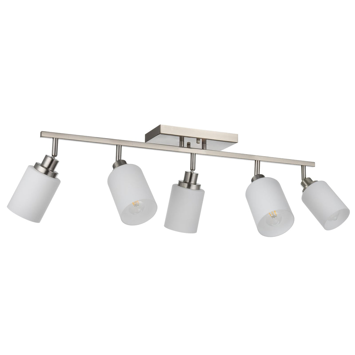 Complete Track Lighting Kits in Brushed Nickel, Modern Spotlight Ceiling Lighting with Opal White Glass, E26