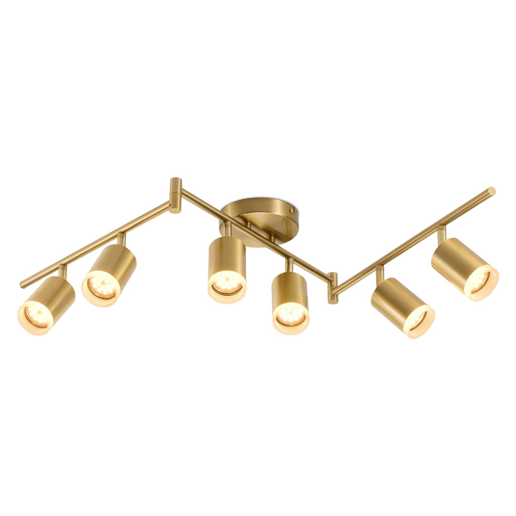 6 Light Gold Kitchen Track Lighting Fixtures Ceiling Adjustable Head