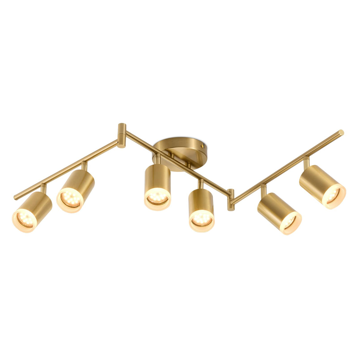 6 Light Gold Kitchen Track Lighting Fixtures Ceiling Adjustable Head