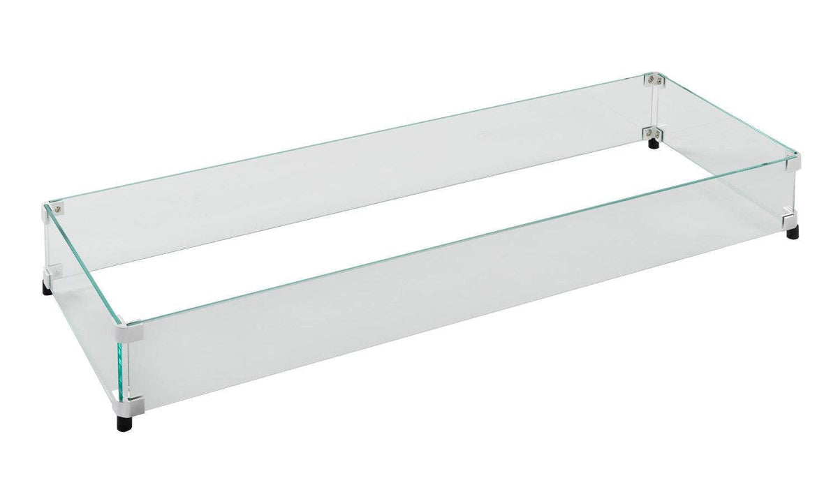 Outdoor GreatRoom Co Fire Pit Wind Guard - 12" x 64" Rectangular Fire Pit Glass Wind Guard for Firepit Burner - 6