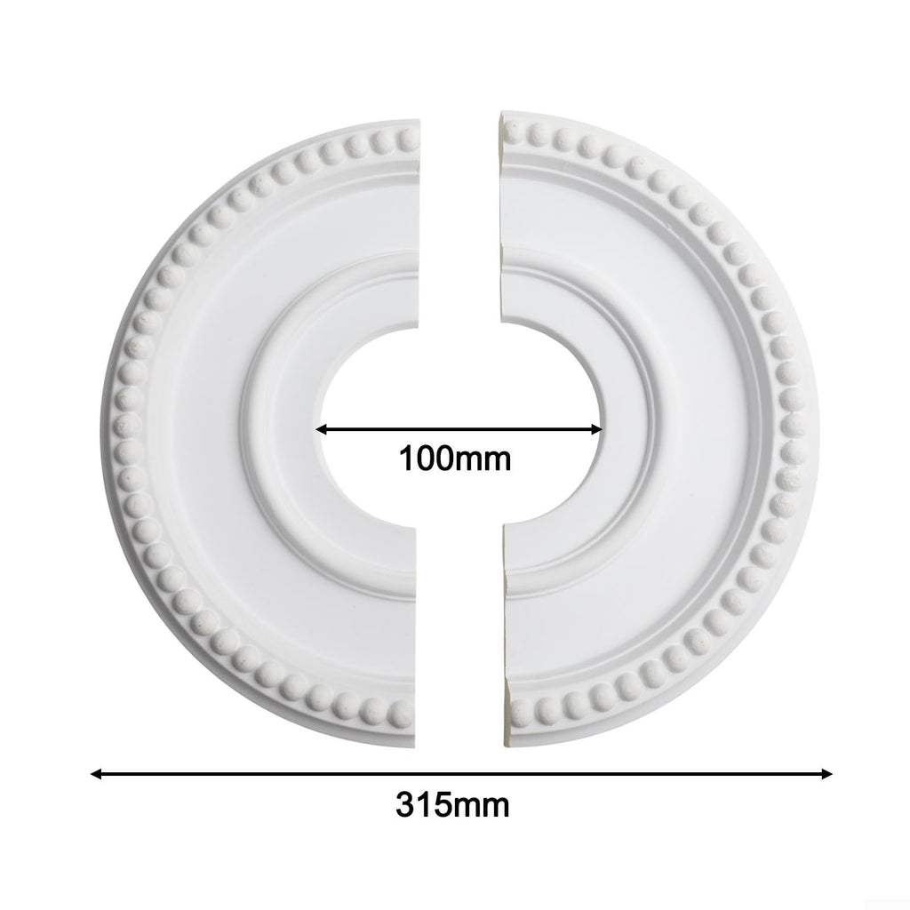 Round Split PU Ceiling Medallion 315mm Outer 100mm Inner Diameter Decorative Plate for Ceiling Fan or Light Fixture