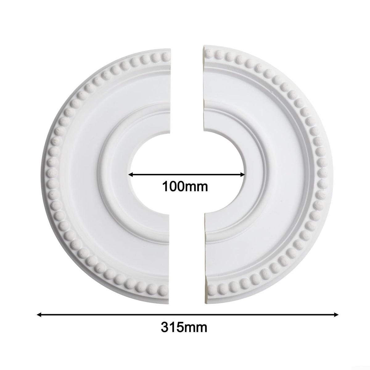 Round Split PU Ceiling Medallion 315mm Outer 100mm Inner Diameter Decorative Plate for Ceiling Fan or Light Fixture