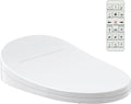 Elongated Electric Bidet Toilet Seat with Warm Water, Air Dryer, Heated Seat, Night Light, Remote Control, Self-Cleaning Nozzle, Instant Hot Water