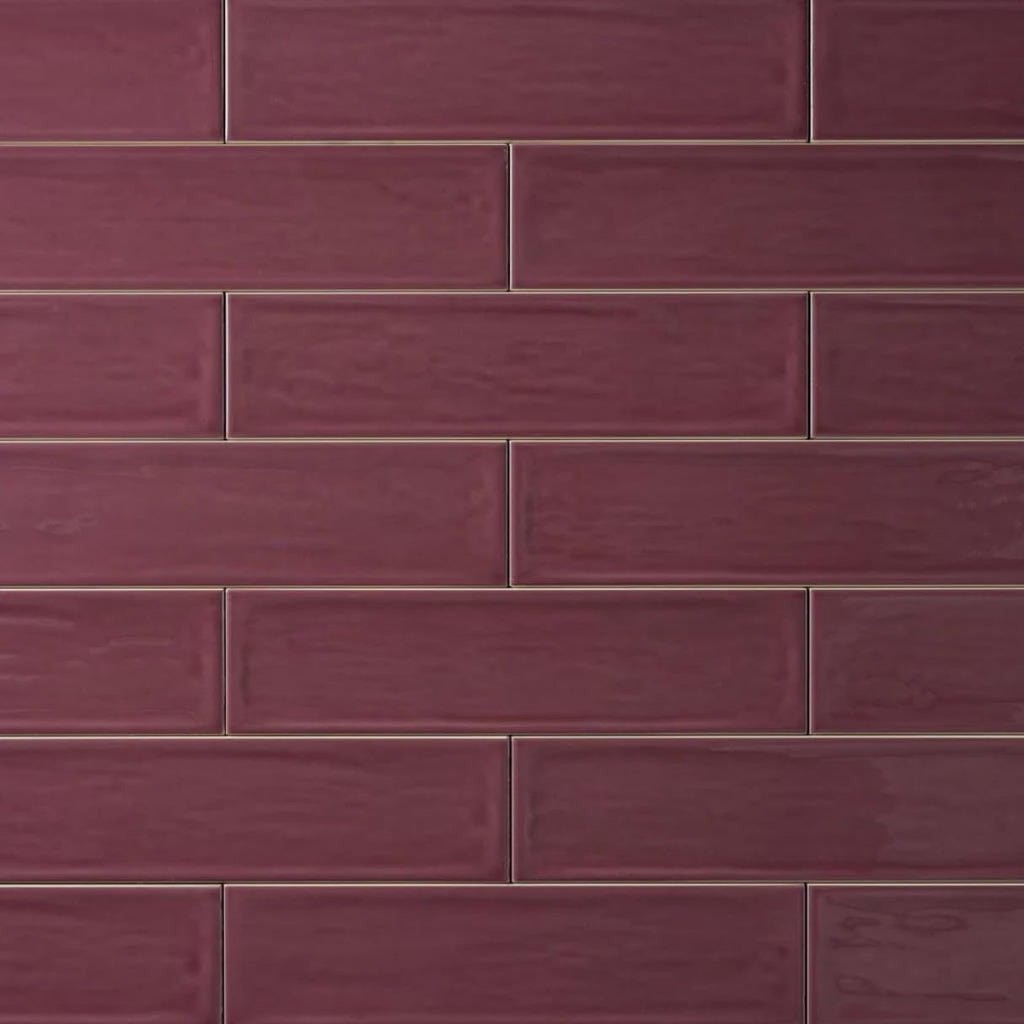 Larissa 3x12 Burgundy Purple Glossy Ceramic Subway Tile - 12.6 Sq Ft