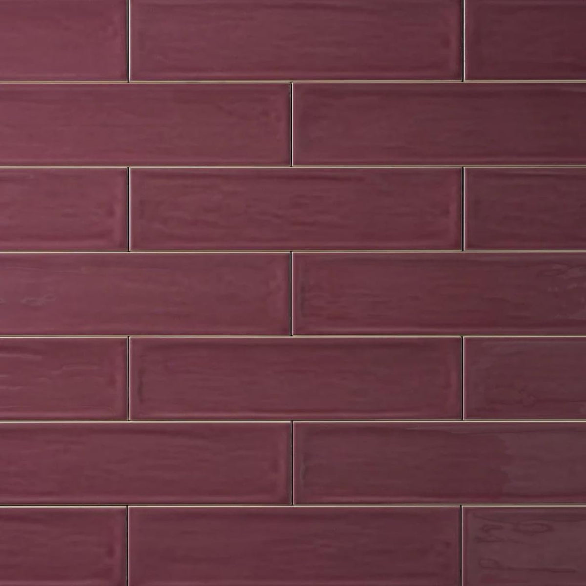 Larissa 3x12 Burgundy Purple Glossy Ceramic Subway Tile - 12.6 Sq Ft