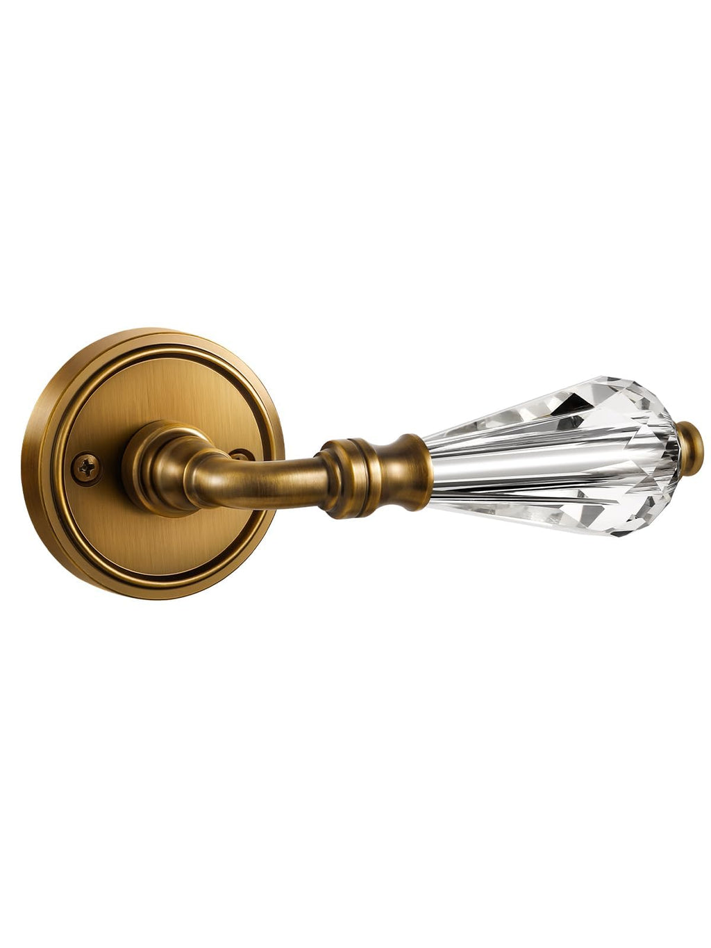 1 Pack Antique Brass Glass Door Lever Passage Crystal Door Levers Door Lever Interior Door Handle for Hall and
