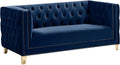 652Navy-L Michelle Collection Modern | Contemporary Loveseat with Deep Button Tufting, Gold Nailhead Trim and Sturdy