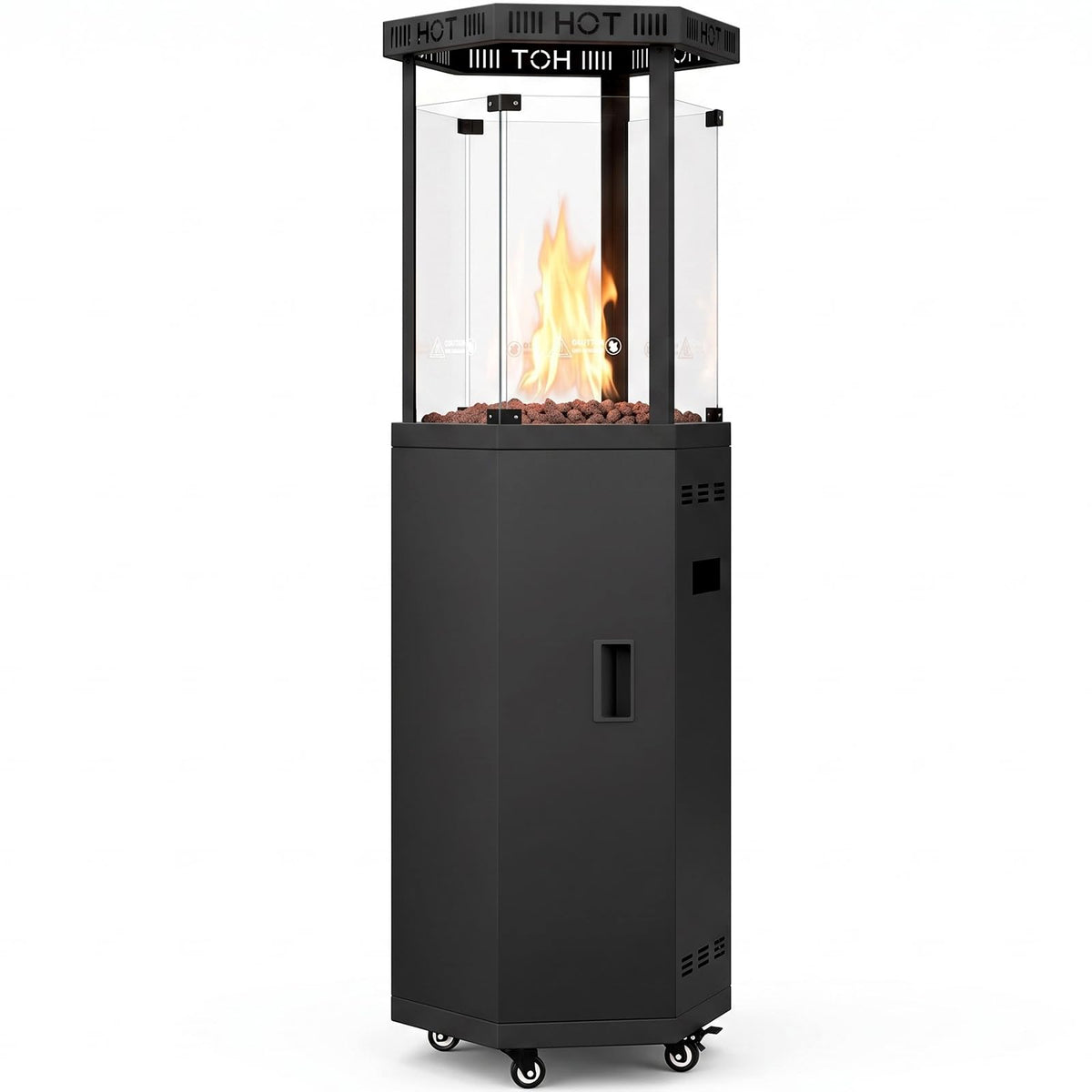 Outdoor Patio Heater, 41, 000 BTU Propane Glass Flame Tower with Wheels